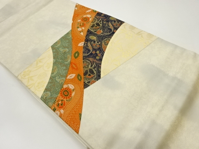 JAPANESE KIMONO / VINTAGE NAGOYA OBI / WOVEN WAVY STRIPE & SARASA